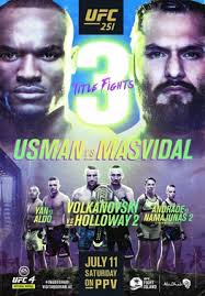 In the main event of ufc 261, kamaru usman and jorge masvidal are running it back in front of a full capacity crowd in jacksonville. Ufc 251 Wikipedia