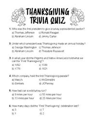 You have to listen carefully. Fun Thanksgiving Trivia Quiz And Key By Daveycreates Tpt