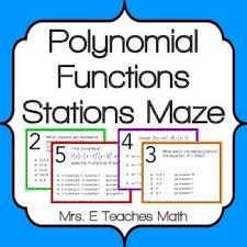 Polynomial Functions Stations Maze Activity Polynomial Functions Polynomials School Algebra