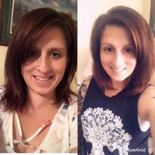 Before and after hair styling results