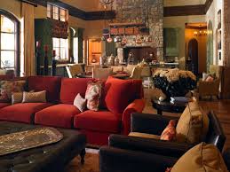 Neutral Tuscan Style Living Room And Kitchen Red Furniture Living Room Tuscan Living Rooms Red Couch Living Room