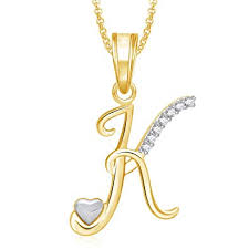 meenaz jewellery gold plated k letter pendant for girls women men unisex alphabet heart pendant for women in american diamond jewellery crystal set