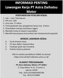 Adm merupakan perusahaan joint venture antara. Iklan Lowongan Pekerjaan Pt Astra