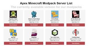 Dec 04, 2014 · select the mod pack version in the top tab list of the launcher and in the drop down menu click the version. Apex Complete Modpack List Apex Hosting