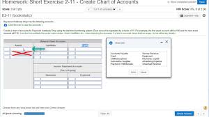 Short Exercise 2 11 Create A Chart Of Accounts