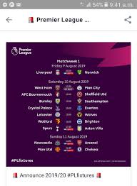 Here is the complete fixtures of premier league. 2019 2020 Premier League Fixtures Released Manu Vs Chelsea August 11th European Football Epl Uefa La Liga Nigeria