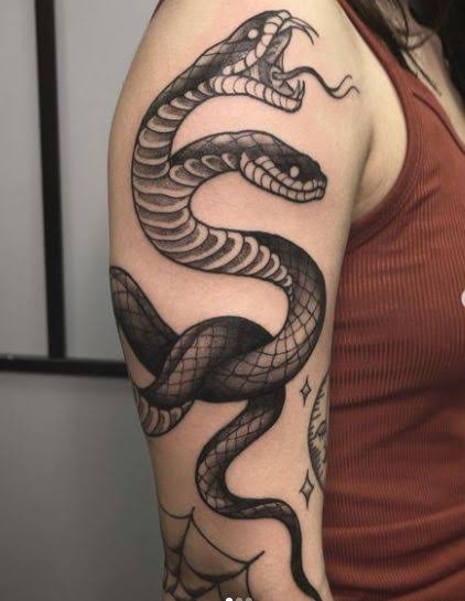 Double Faces Snake Tattoo Design On Shoulder : 105 Marvelous And Realistic Snake Tattoos Ideas And D