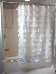Romantic Shabby Shower Curtain Girly Fluffy White Lace Ruffles Cottage Chic Shabby Chic Shower Curtain Shabby Chic Bathroom Ruffle Shower Curtains
