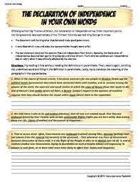 Declaration Of Independence Analysis Worksheet Common Core Declaration Of Independence Common Core Lesson Plans Common Core Curriculum