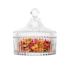 Comsaf Glass Candy Sweet Jar With Lid Crystal Bon Bon Jar Covered Sugar Bowl Small Decorative Cookie Dish Buffet Storage Container Clear For Party Wedding Diameter 13 5cm Buy Online In Antigua And