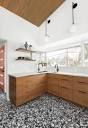 Terrazzo Floor with a Dimensional Tile Backsplash Kitchen ...