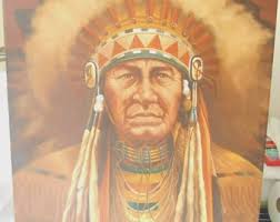 Vintage CERVANTES Oil Painting Canvas Native Chief Western Signed 20x24