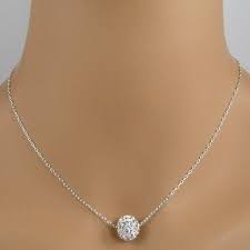 Sterling Silver Crystal Pave Necklace Crystal Pave Ball Necklace Bridal Necklace Sterling Silver Chain Necklace Ball Necklace
