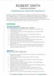associate consultant resume samples