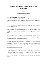 Aspiring to study in malaysia? Chapter 3 Curriculum Development Early Childhood Education Preschool