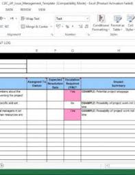The discerning project manager will watch out for tasks that inadvertently creep into the issue, change, or risk log. Editable Issue Management Excel Template Project Management Issues Log Template Example Wssufoundation