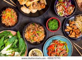 Use chinese soup spoons—available online or at your local asian market—for authentic flare. Assorted Chinese Food Set Chinese Noodles Royalty Free Stock Photo 446808145 Avopix Com