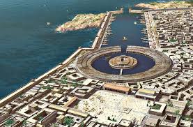 Image 1 The Cothon Of Carthage As It Would Have Appeared In Its Prime Circular Military Harbor Rectangular Merchant Ancient Carthage Carthage Ancient Rome