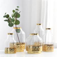32'' tall gold metal flower stand floral rack flower vase holder for wedding decoration table centerpieces grand event crystal flower holder. Luxury Glass Vase Gold Metal Circle Decor Home Decor Crystal Flower Vases Wedding Party Gift Glass Vase Gold Metal Circle Decor Home Decor Crystal Flower Vases Wedding Party Gift For Sale