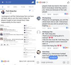 "져서 미안하다"는 박항서의 말에 베트남팬들 응원글로 화답