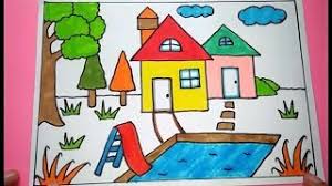 Kumpulan gambar mewarnai rumah dengan resolusi yang optimal untuk dicetak (printable). Cara Menggambar Dan Mewarnai Rumah Dengan Kolam Youtube