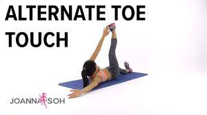 Reach your right hand down to touch your left foot, ankle, or shin. How To Do Alternare Toe Touch Joanna Soh Youtube