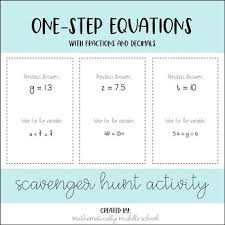 What are three ways to solve system of equations? One Step Equations Fractions And Decimals Scavenger Hunt Tpt