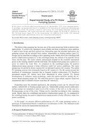 Pdf Experimental Study Of A Pv Water Pumping System