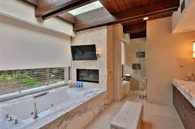 See more ideas about bedroom design, mount flat screen tv, home. Master Bath In Luxury Home With Fireplace And Tv Modern Master Bathroom Cottage Style Bathrooms Master Bathroom Design