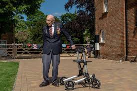 War veteran tom moore, who has raised more than £30 million ($37.4 million) for the uk's national health service (nhs) by walking laps of his garden, celebrates his 100th birthday thursday. I Qcbptoedzsem