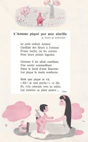 L Amour Pique Par Une Abeille Pierre De Ronsard Poesie Enfant Comptines Ronsard