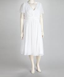Suzi Chin White Chiffon Plus Size Empire Waist Dress