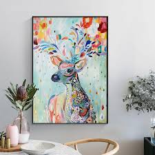 Use mod podge to decoupage your favorite deer art print double exposure deer night sky artwork | etsy. Nordic Watercolor Deer Canvas Painting Posters And Print Wall Art Pictures For Living Room Dinning Room Stairs Morden Mural Painting Calligraphy Aliexpress