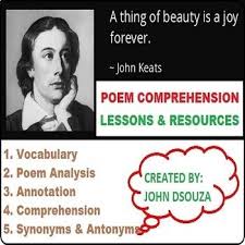A Thing Of Beauty By John Keats Unit Plans And Resources In 2020 Poetry Comprehension Reading Comprehension Lessons Poem Analysis