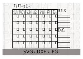 Blank Calendar With Notes To Do Svg File Month Of Svg Etsy Dekorasi