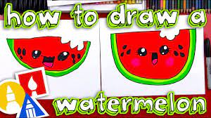 How To Draw A Cartoon Watermelon Youtube Art For Kids Hub Art Lessons For Kids Drawing For Kids