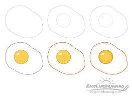 In order to reproduce the egg, i only draw a special closed polygonal that looks like a smooth curve: How To Draw A Fried Egg Step By Step Easylinedrawing