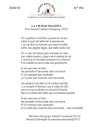 Ppll1819 15c Eva Amaral La Ciudad Maldita Antologia De Poemas Maldito Poemas