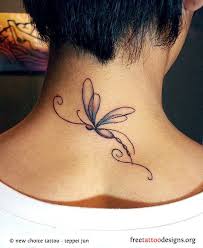 For Wendy Cute Dragonfly Design On A Woman S Neck Neck Tattoos Women Back Of Neck Tattoo Dragonfly Tattoo Design