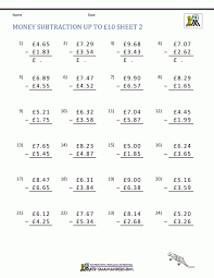 money addition and subtraction worksheets 99worksheets