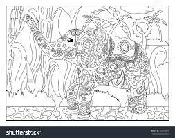 Color pictures, email pictures, and more with these jungle animals coloring pages. Coloring Page Elephant In Jungle Adult Coloring Royalty Free Stock Vector 424028875 Avopix Com
