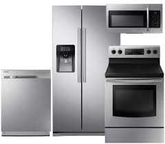 Dishwashers, fridges, microwaves, stoves, cooktops, ovens and extractor hoods to fit your kitchen. Samsung Sam4pcfssbs30efcsskit2 4 Piece Stainless Steel Kitchen Package With Rs25j500d Kitchen Appliance Packages Kitchen Appliances Samsung Kitchen Appliances