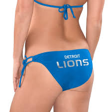 Women's G-III 4Her by Carl Banks Blue Detroit Lions Breaking Waves Bikini  Bottom