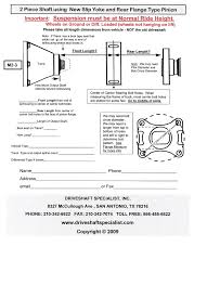 2 Piece Driveshaft Measure Diagrams