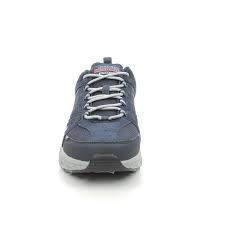 Smooth leather and mesh fabric upper in a lace up sporty casual comfort mid high top sneaker boot with stitching and overlay accents. Skechers Oak Canyon 518 Relaxed Fit 237285 Nvy Navy Trainers