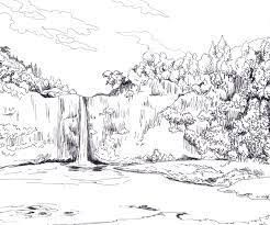 Landscape Drawing Including Trees River Mountain Houses Etc Landscape Drawings Landscape Sketch Drawings