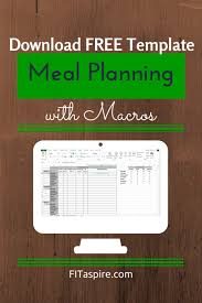 Meal Planning With Macros Free Template Fitaspire Meal Planning Template Macro Nutrition Macro Meals