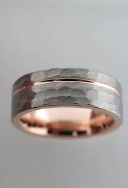 8mm Hammered Silver Tungsten Carbide Unisex Band With Rose Etsy Mens Wedding Rings Rings For Men Wedding Rings