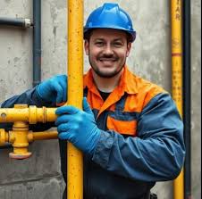 Equipe de instaladores de gás