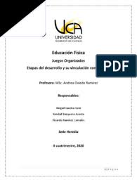 Tomando en cuenta el ambiente que los rodea, el material disponible y las destrezas de quien lo realiza.es una clase optativa del área del deporte y consiste en la realización de habilidades como correr, saltar, lanzamiento y recepción del balón y juegos tradicionales con un concepto. Juegos Organizados Etapas Del Desarrollo Bailes Aprendizaje